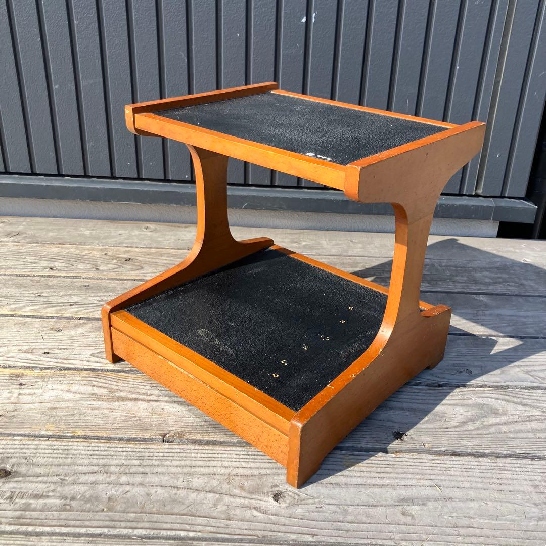 昭和レトロ オールドカリモク 木製卓上電話台 整理棚 コールキャビネット 花台 楽天市場】【中古】カリモク ファックス台 コンセント付 電話台 木製