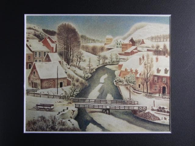 岡鹿之助、【積雪】、希少な画集画、新品高級額 額装付、状態良好