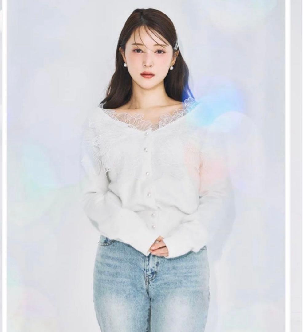 polaura レースフリルカーディガン ホワイト - メルカリ