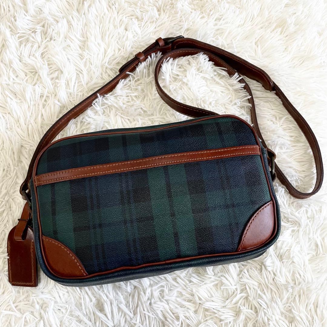 美品✨ポロラルフローレン ショルダーバッグ ブラックウォッチ レザー