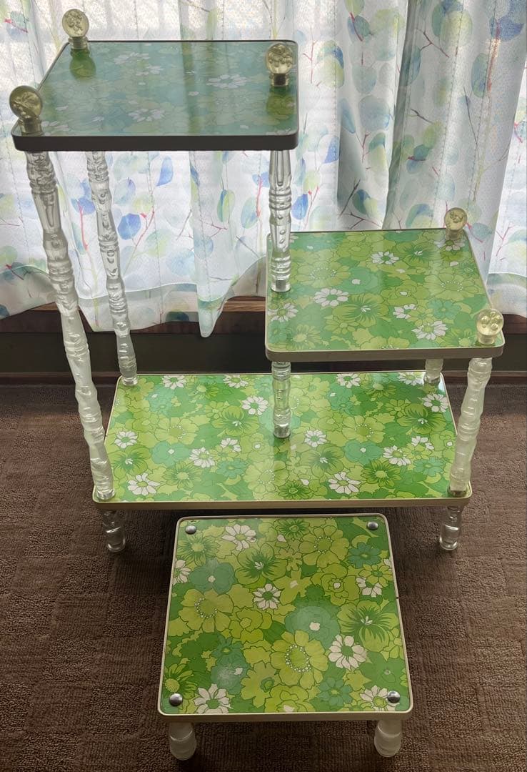 花柄 サイドテーブル 花台 飾り棚 レトロポップ 昭和レトロ