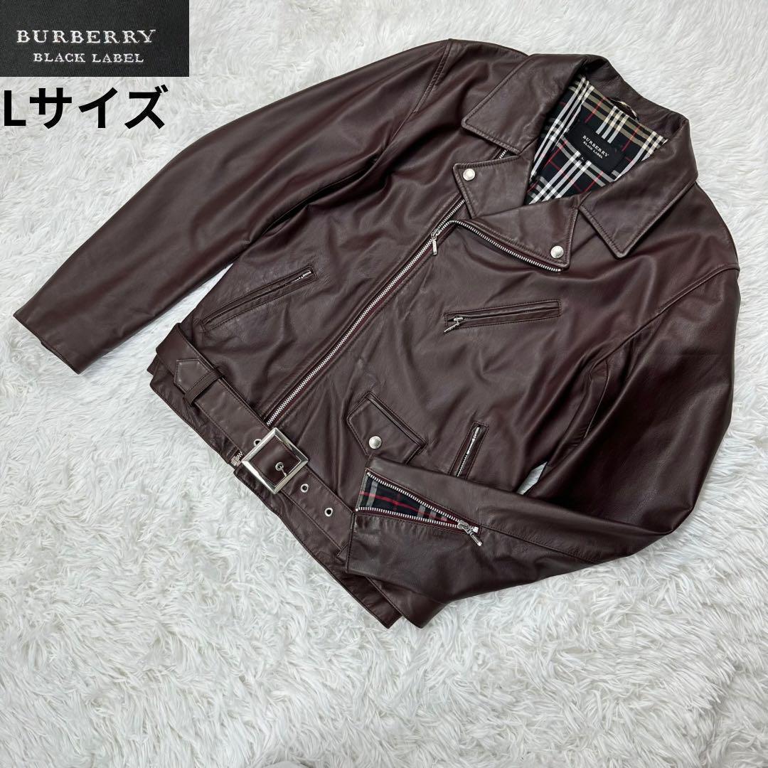 バーバリーブラックレーベル✨ダブルライダースジャケット 牛革 Lサイズ