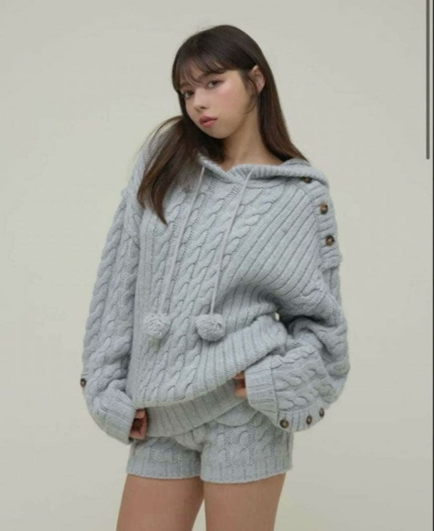 andmary Yara cable knit set up gray - メルカリ