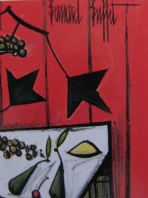 ベルナール・ビュッフェ、【赤いバックの静物】、希少画集画、状態良好