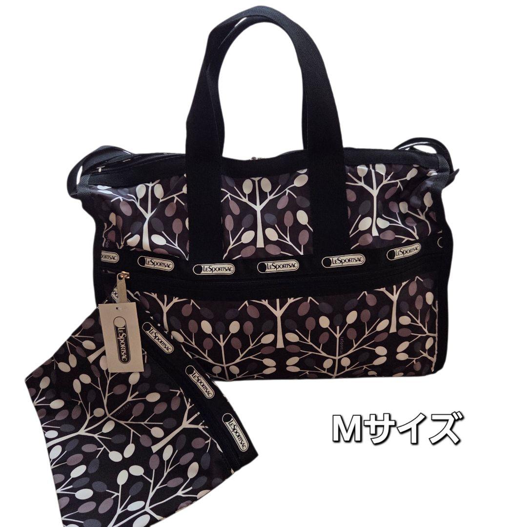 新品タグ付】レスポートサック 北欧風 植物 木 ボストンバック M L 黒
