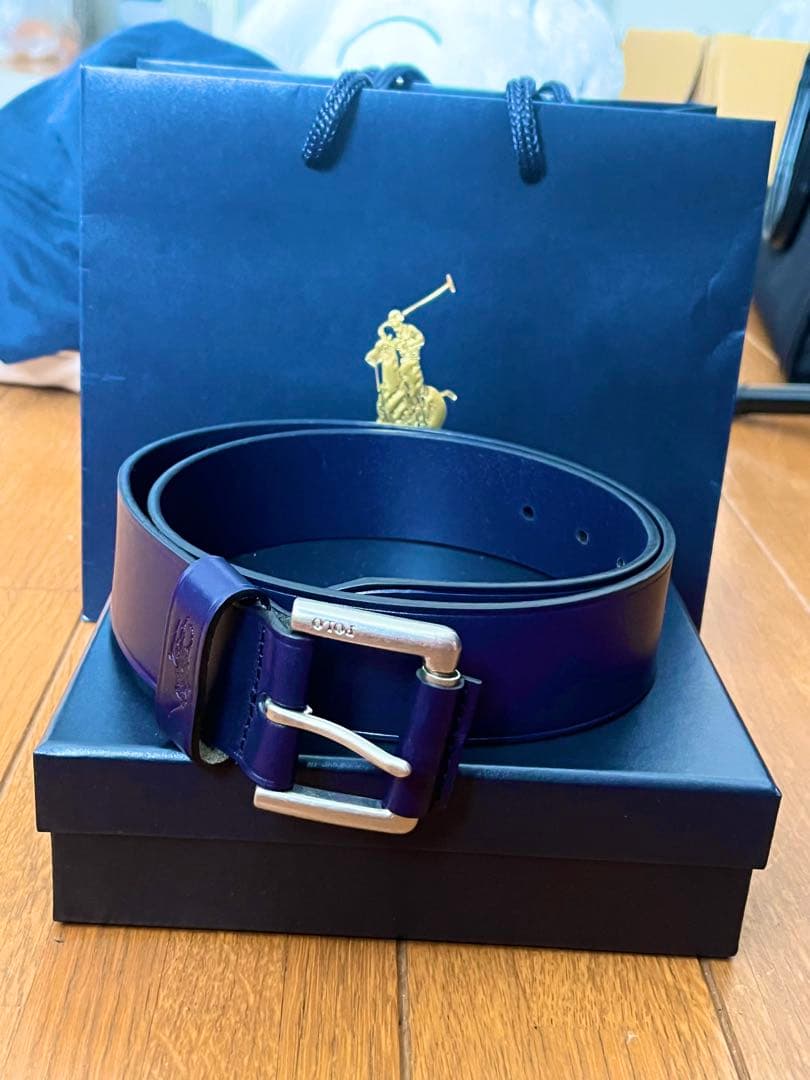Ralph Lauren ネイビー レザーベルト
