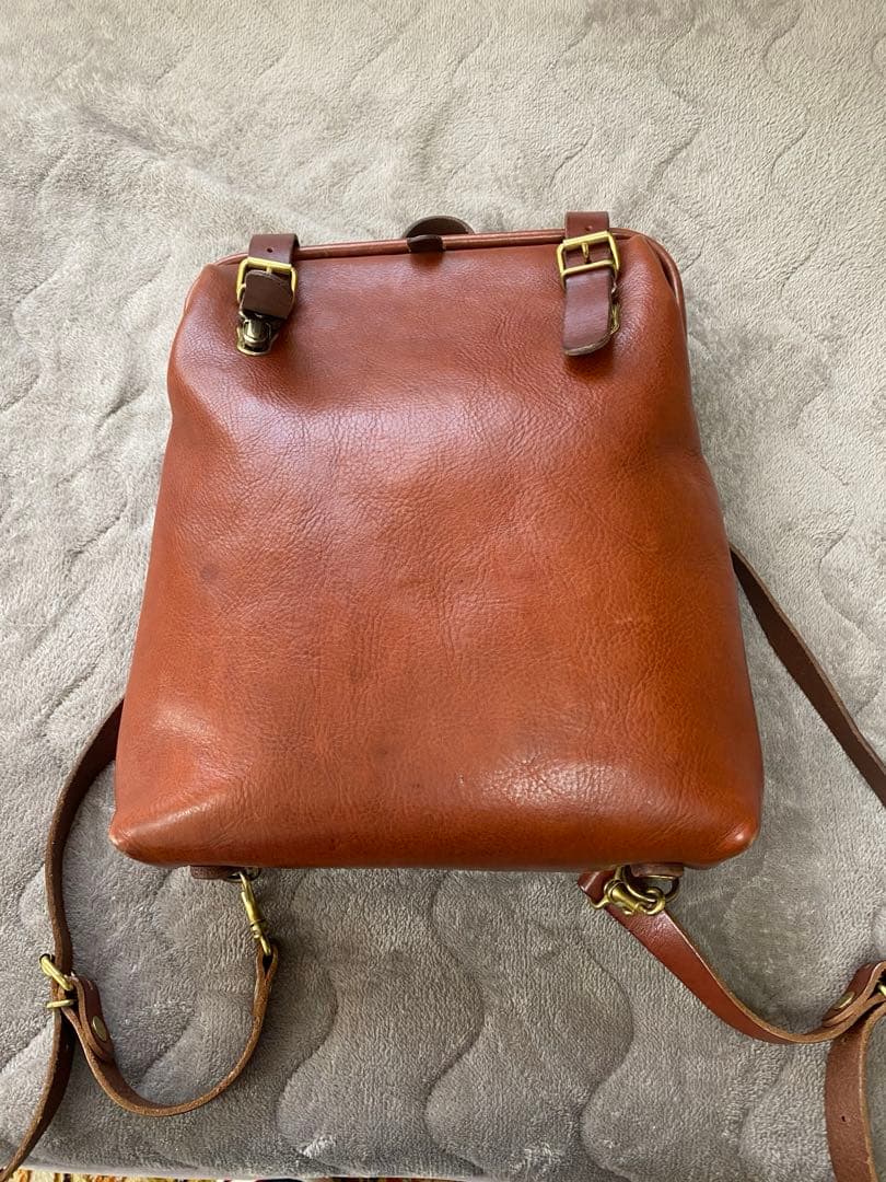 【お値下げ】HERZ ラックスリュック R-143-N ブラウン(内ポケット付) がま口リュックで一番人気のラックスリュック / 革鞄のHERZ(ヘルツ