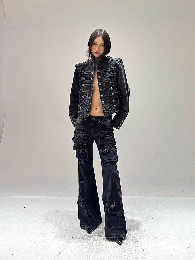 極希少】ナポレオンジャケット デニム Y2K グランジ Opium ギャル