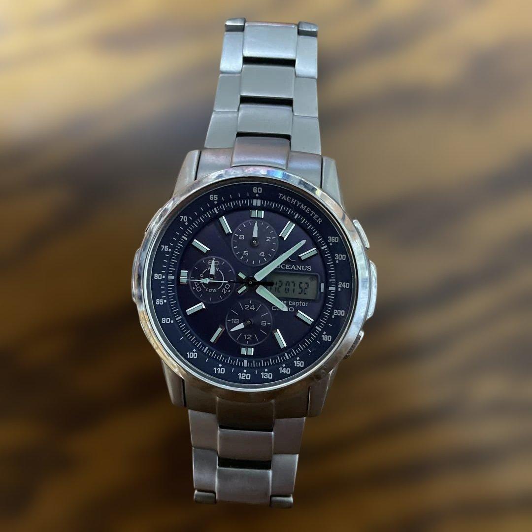 【稼働品】CASIO Oceanus クロノグラフ ソーラー電池