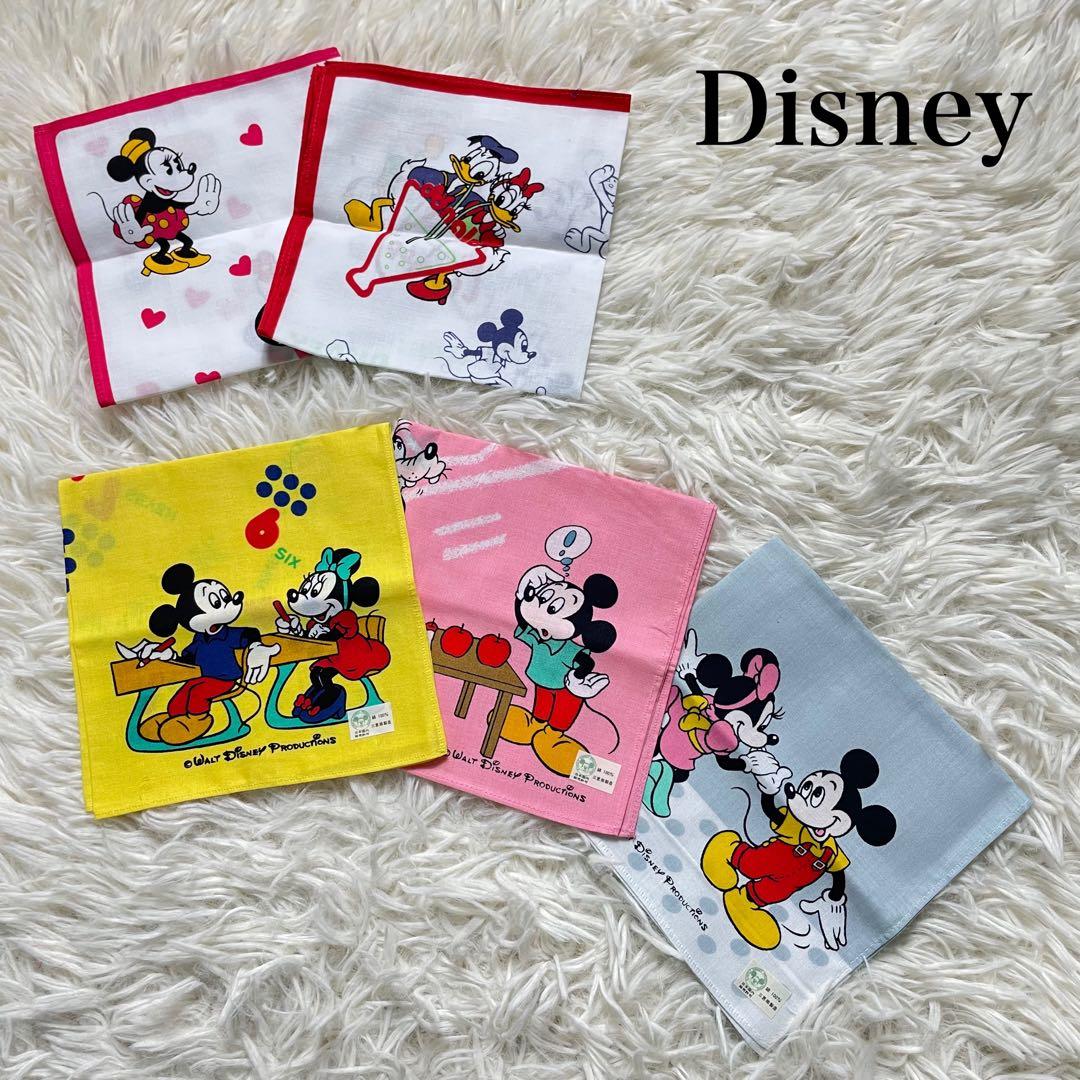 新品　希少 昭和レトロ ディズニー ハンカチ 5枚セット ミッキー ミニー
