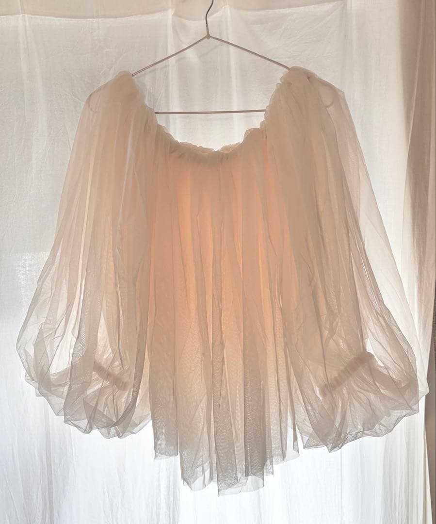 【Acka】 tulle shirring blouse／チュールトップス
