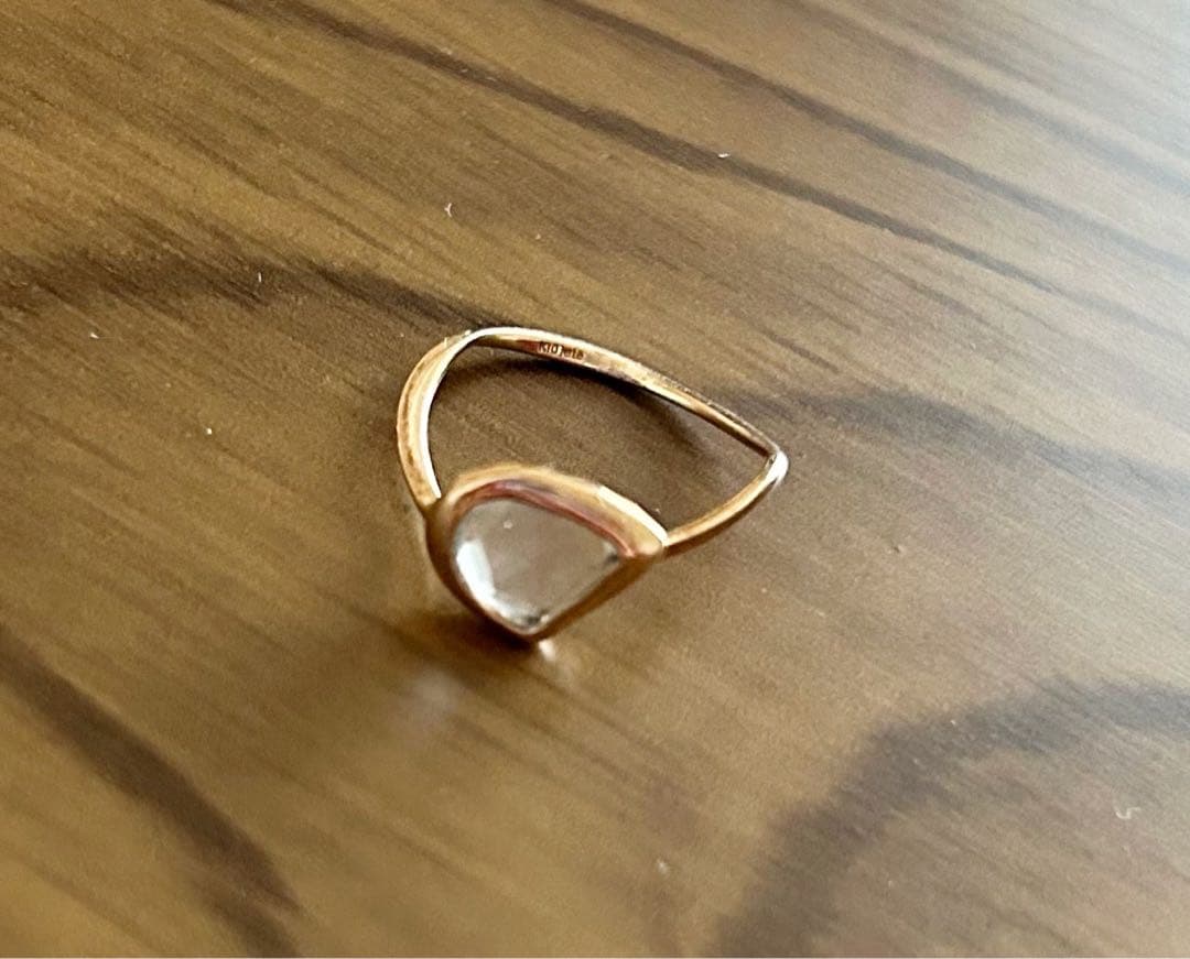 ete　K10 フローライト　クォーツ　水晶　リング　７号