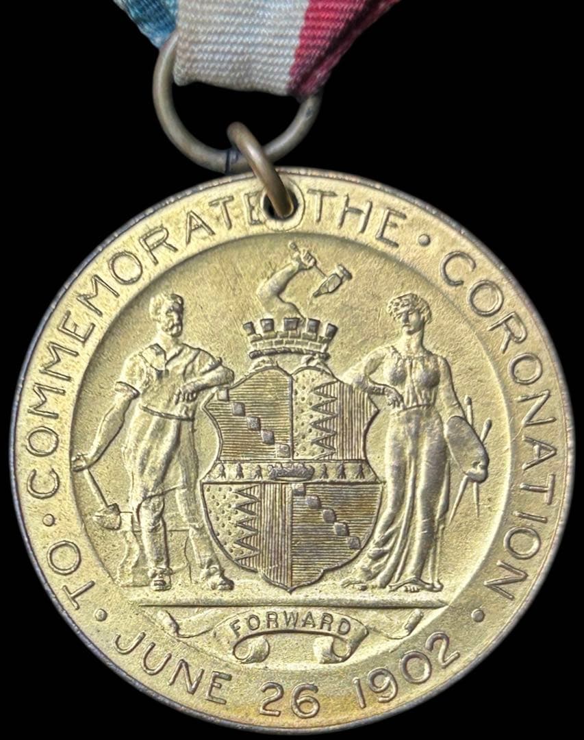 イギリス 1902 戴冠式 金メッキ青銅メダル エドワード7世 延期前の戴冠