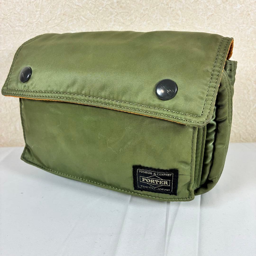 極美品] PORTERタンカー セージグリーンショルダーポーチ ショルダー欠