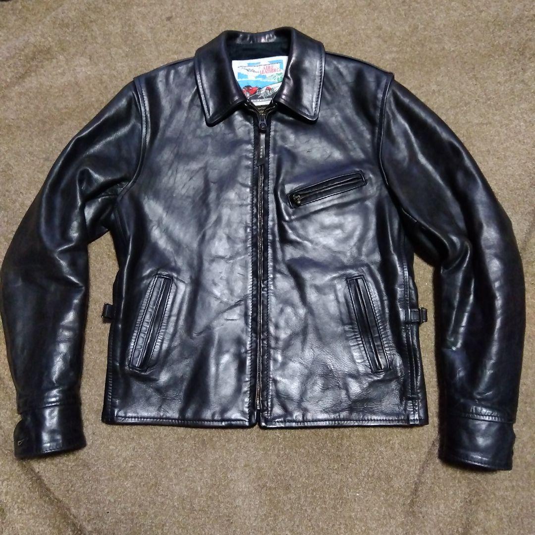 34inch STF エアロレザー ハーフベルト 馬革 Halfbelt 茶芯 Aero Leathers（エアロレザー） AERO LEATHER ライダースジャケット