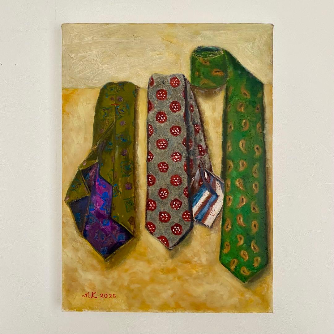 ネクタイ P8 絵画 油彩画 oil painting art ニューヨークの夕焼け カンヴァスに油彩 P8(33×45㎝) 絵はニューヨーク