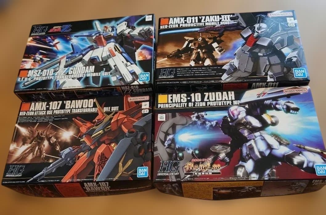 HG ZZガンダム ＆ ザクⅢ ＆ バウ ＆ ヅダ　セット
