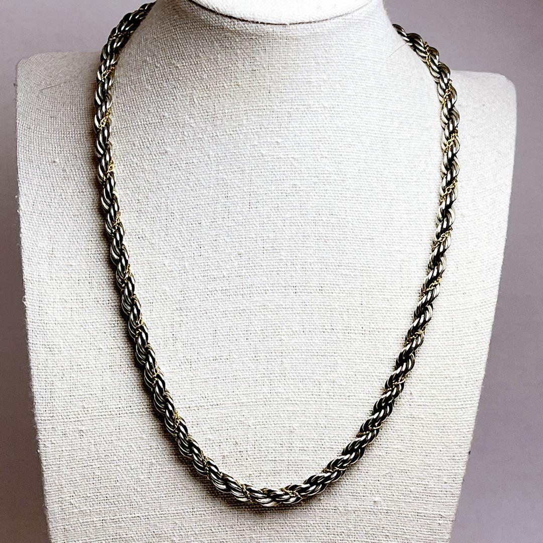 ティファニー 太め スクリュー ツイスト コンビ ネックレス 925 14K