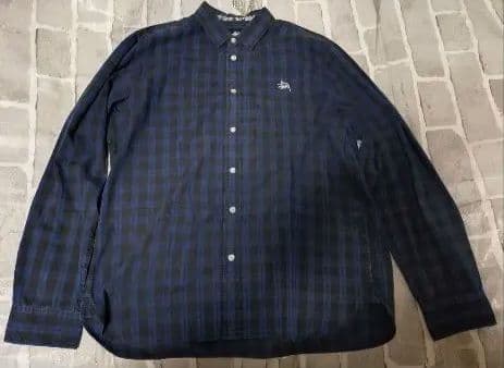YOU【入手困難】【Stussy】【Lサイズ】【 青✖黒】 長袖チェック