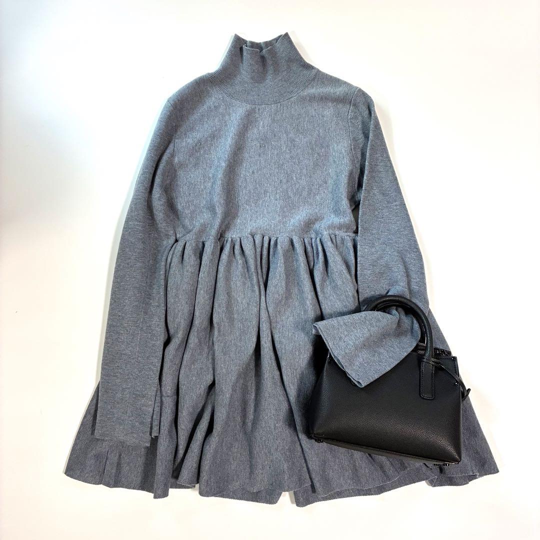 【美品】acka. ペムラム ニット トップス グレー エーシーケーエー