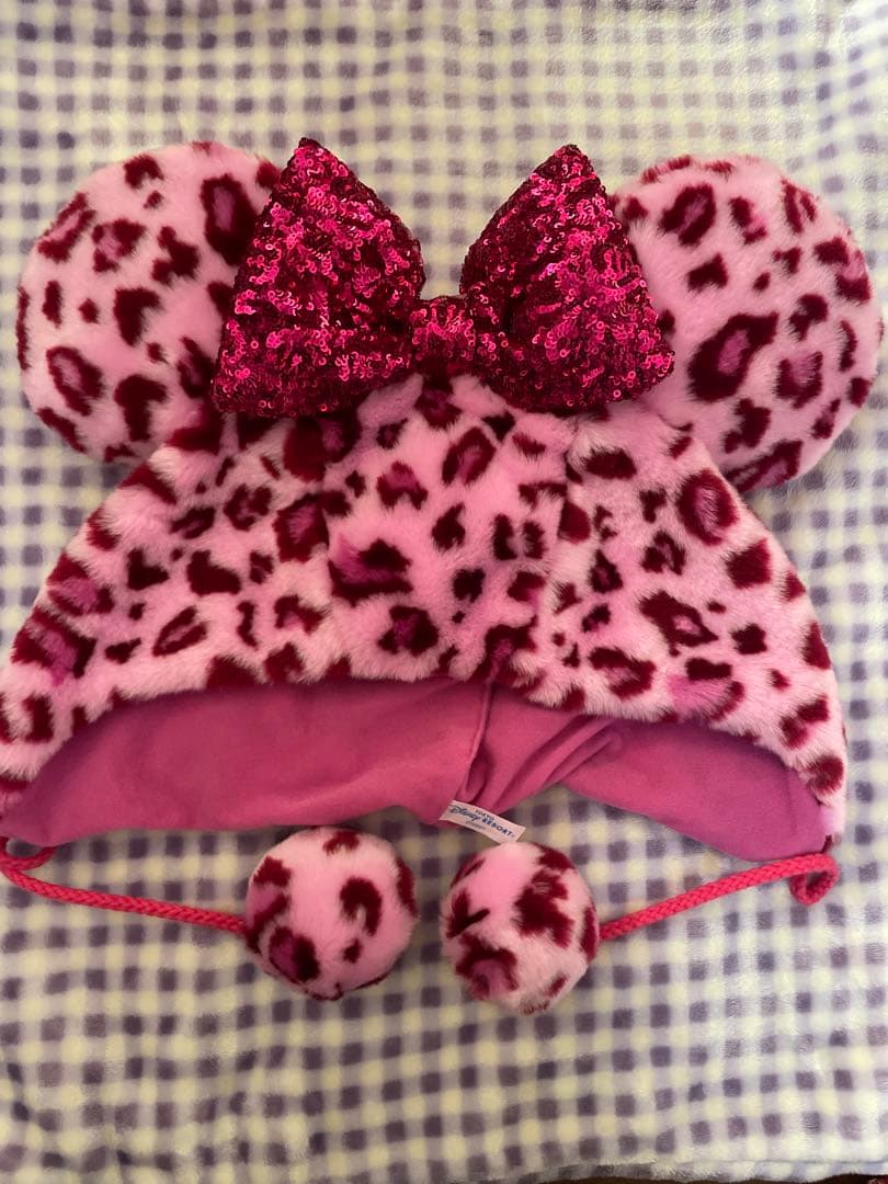 ディズニー　ヒョウ柄ファンキャップ　ピンク