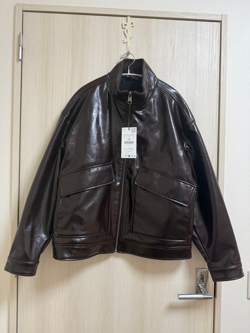 新品・未使用】 ZARA ダークブラウンレザージャケット - メルカリ
