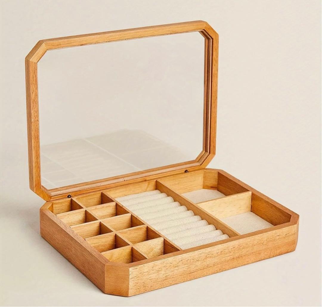 り*り様 ジュエリーボックス　木製　アクセサリーケース ウッド コレクションケー