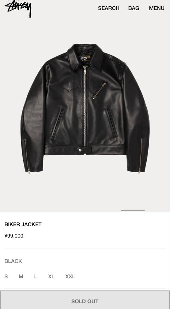 新品 黒M 25AW STUSSY BIKER JACKET LEATHER - メルカリ
