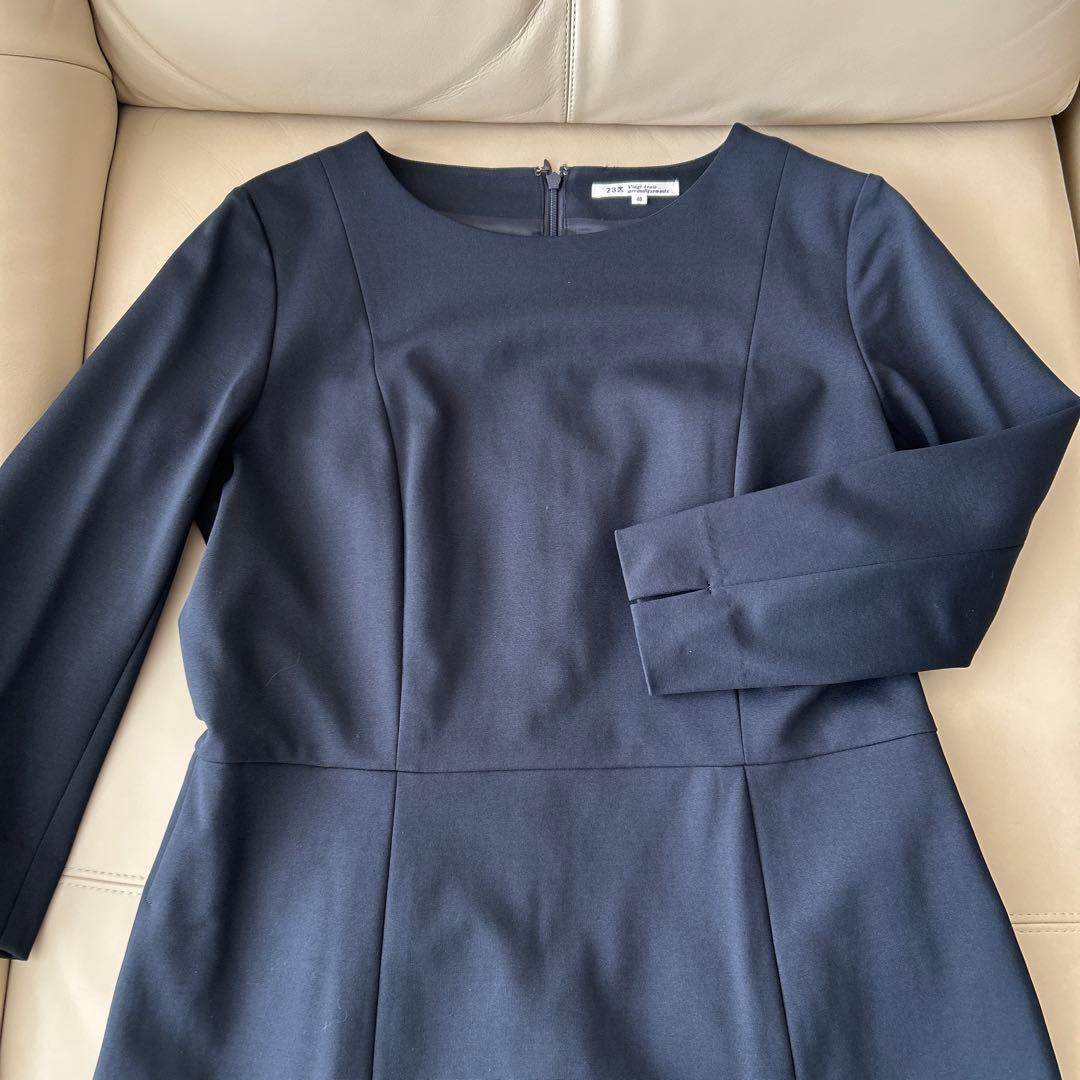 23区 セレモニー ワンピース＆ジャケット 紺40 卒業式 入学式 面接に