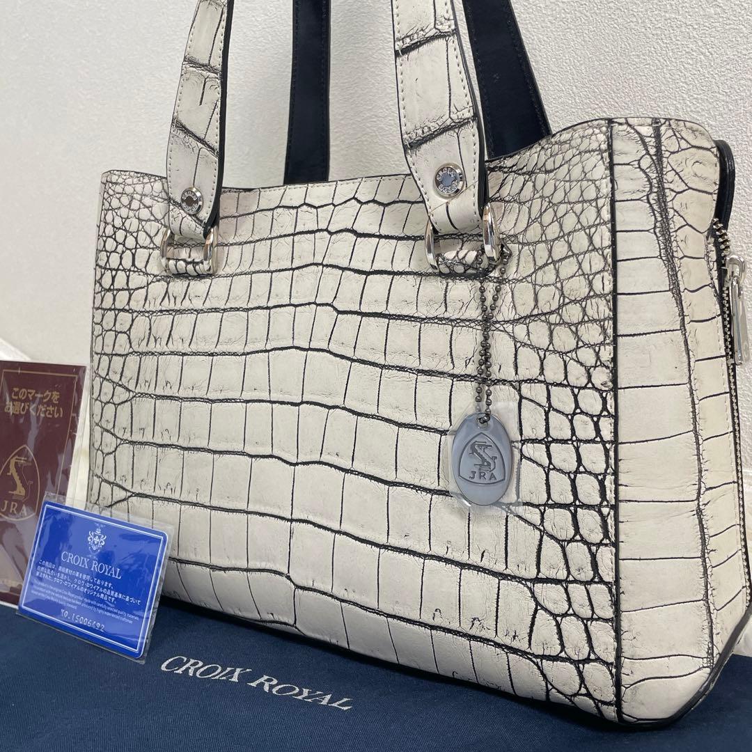 極美品JRA認定クロコダイル目地染ボストン、トートバッグ、大きめバック