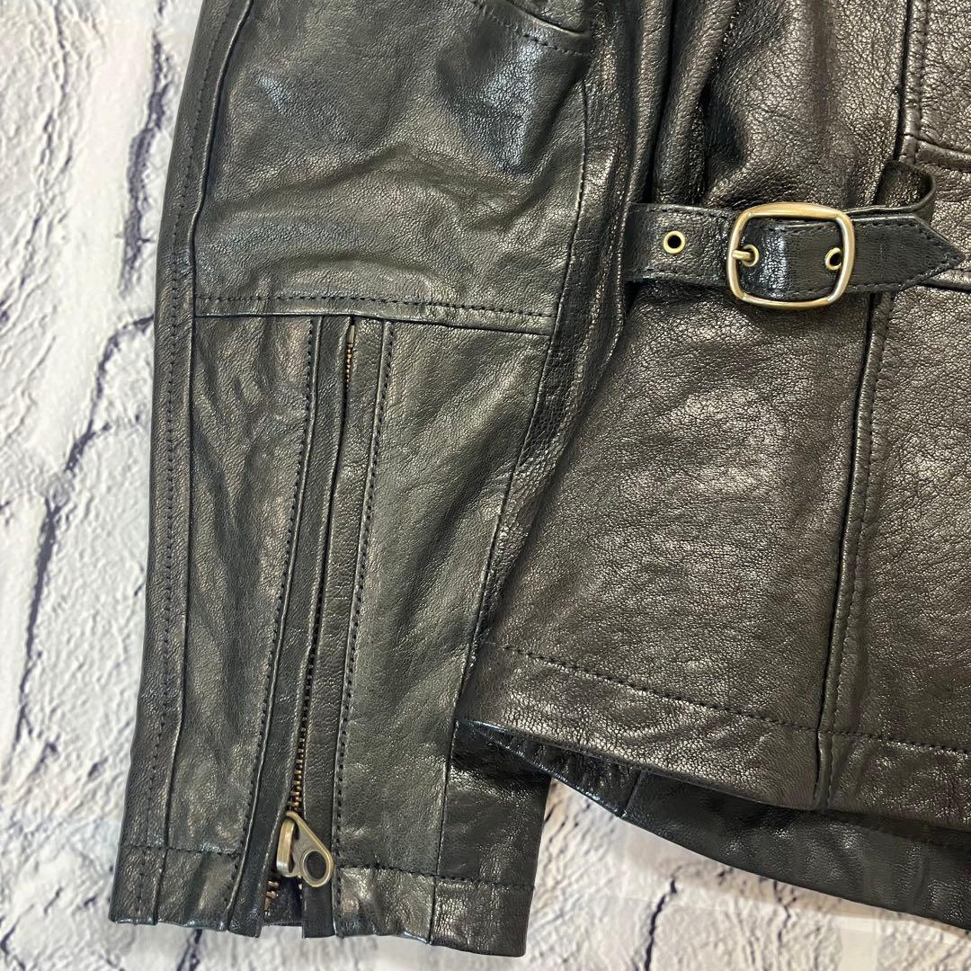 美品 AVIREX ライダース パッチカスタム ゴートレザージャケット 革