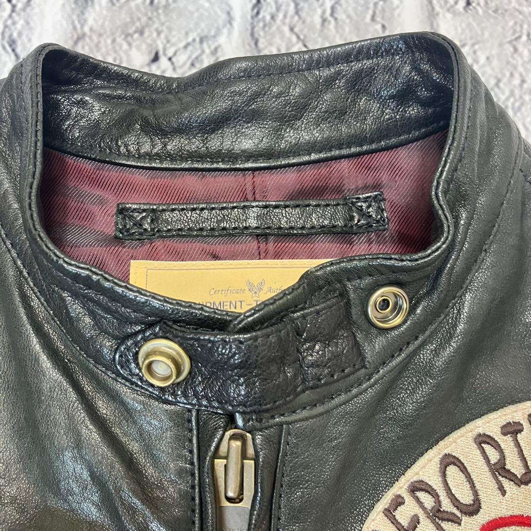 美品 AVIREX ライダース パッチカスタム ゴートレザージャケット 革