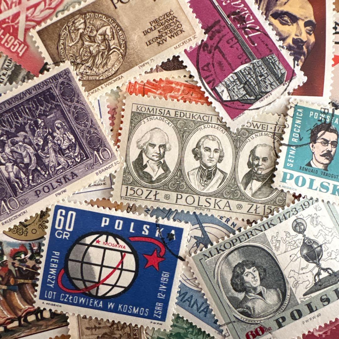 おしゃれな外国切手 ポーランド 50枚 海外切手 紙もの 古切手