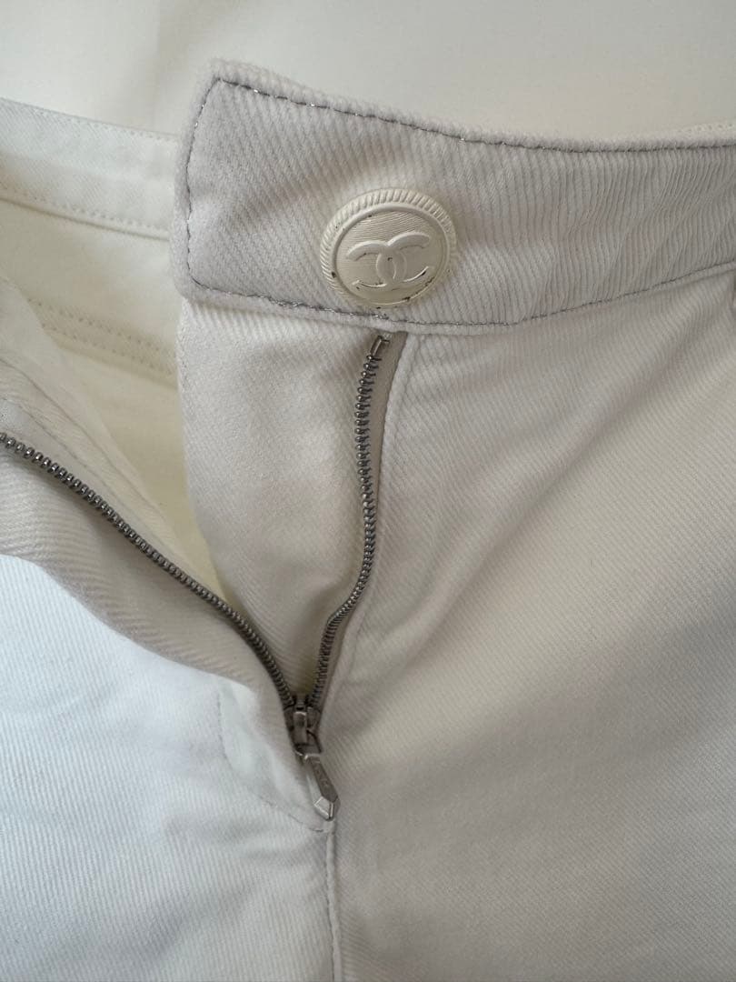 CHANEL ホワイトデニムステッチ サイズ★38