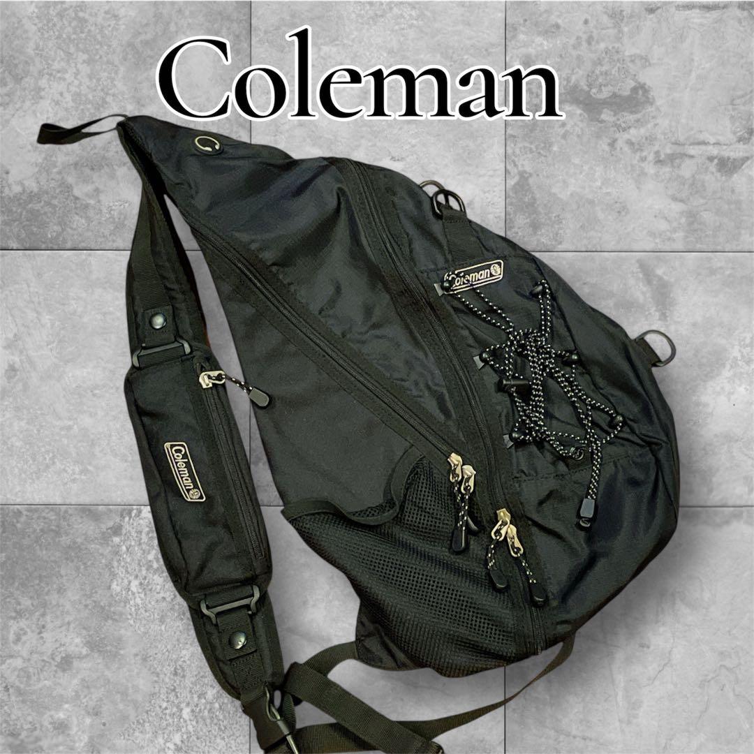 Coleman ワンショルダー ブラック y2k ナイロン コールマン 黒 刺繍