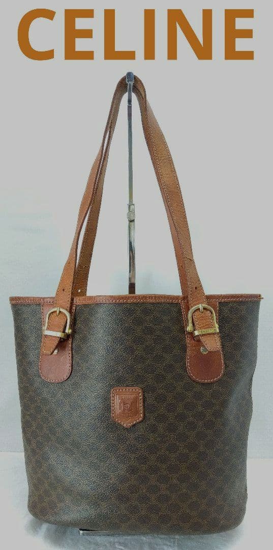 APN26 セリーヌ マカダム バケツ型ハンドバッグ ゴールド金具 トリオンフ