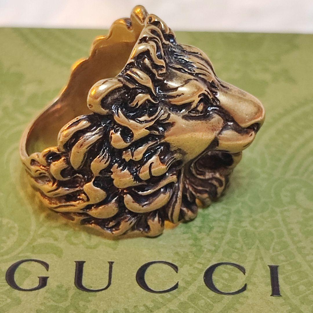 新品 未使用 GUCCI グッチ ライオンヘッド リング 指輪 23号 ゴールド