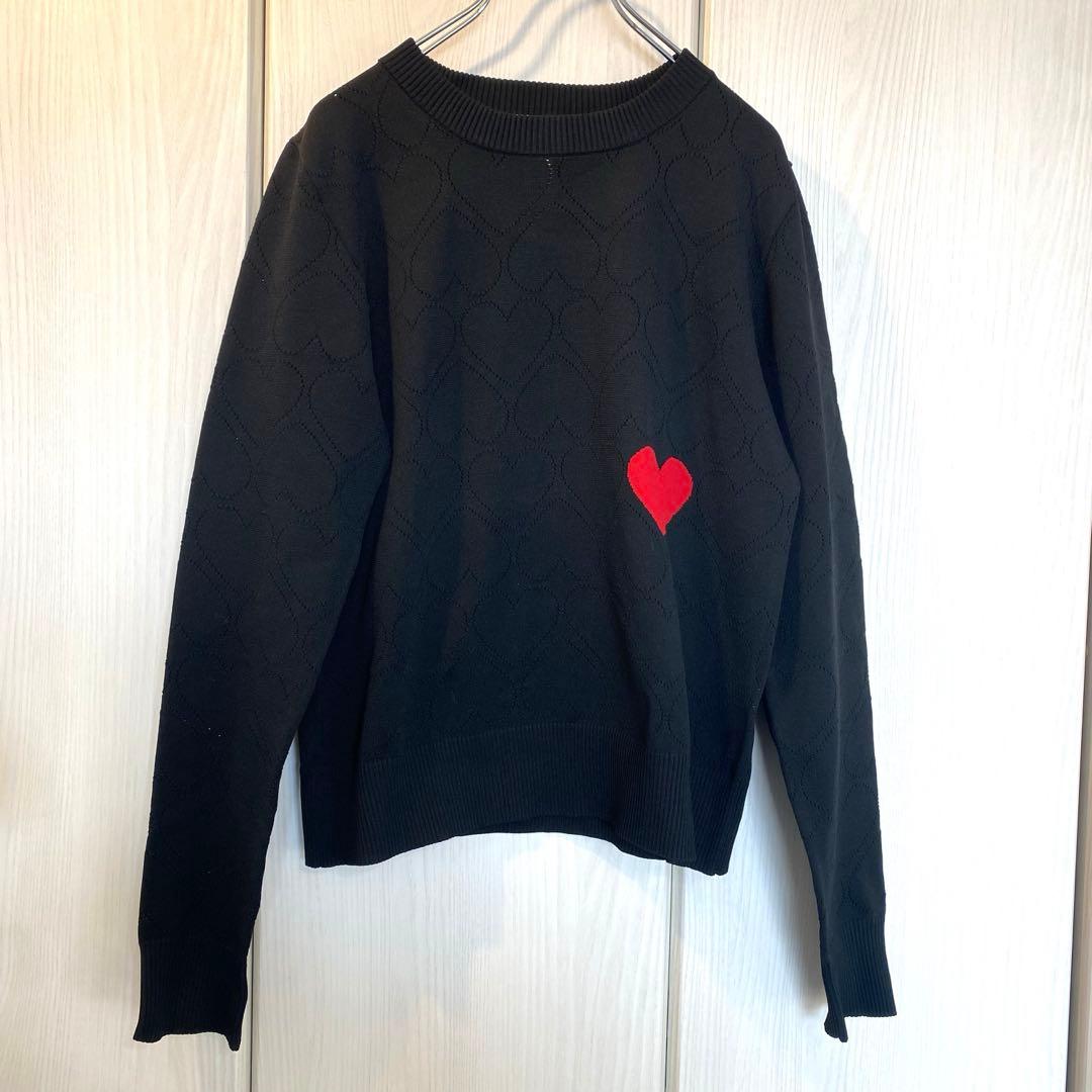 ダブルスタンダードクロージング ニット ハート 薄手 ブラック 38 美品