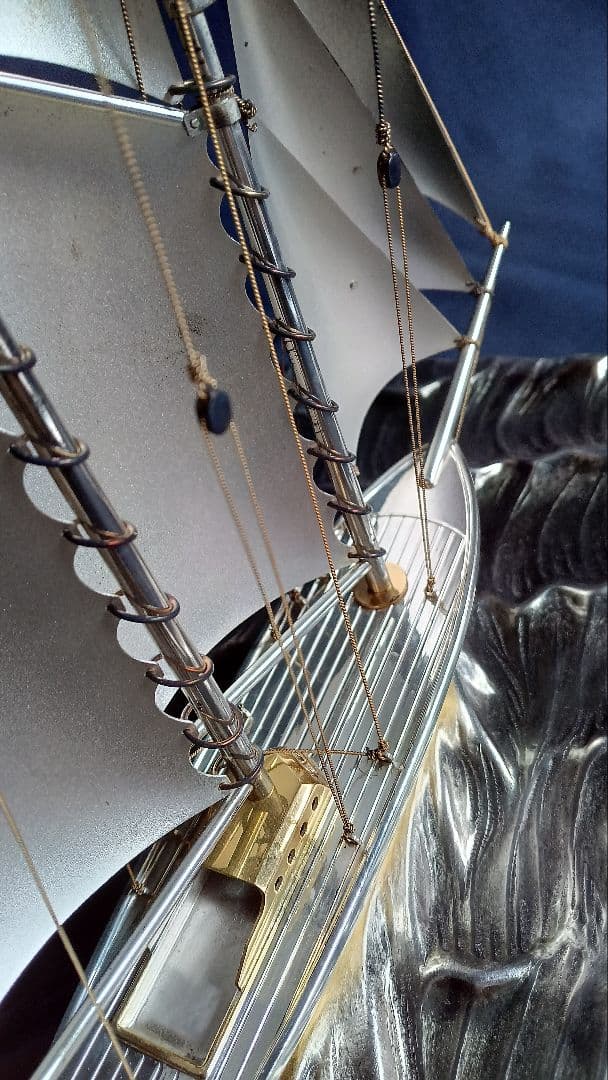 桜様専用 銀製 2本マストヨット 2号 桐箱入り ガラスケース付き