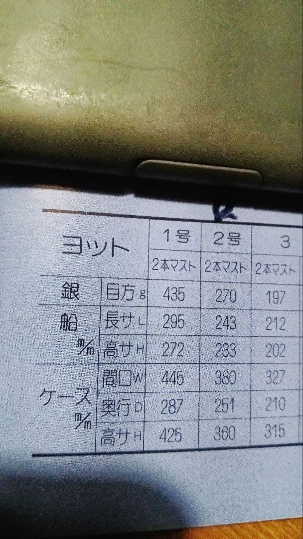 桜様専用 銀製 2本マストヨット 2号 桐箱入り ガラスケース付き