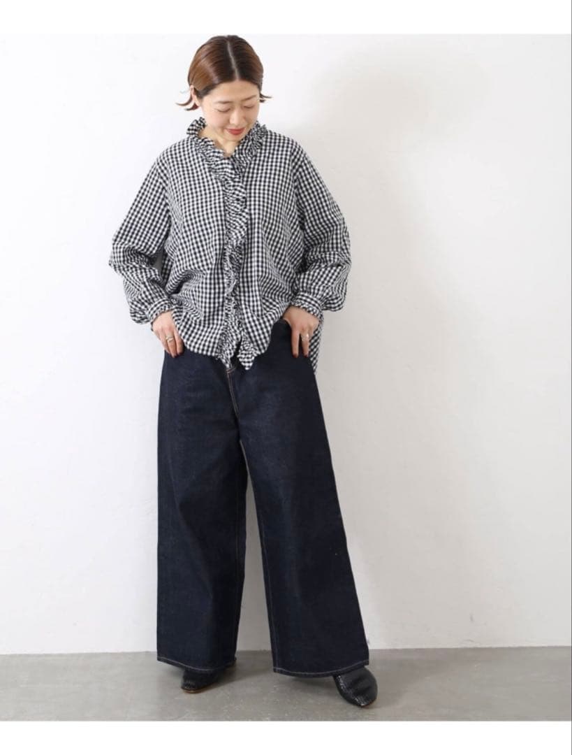 journal standard luxe ギンガム　ブラウス ブラック