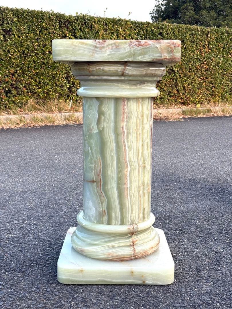 ③高73cm♪ 天然石 大理石 グリーンオニキス 飾り台 オブジェ