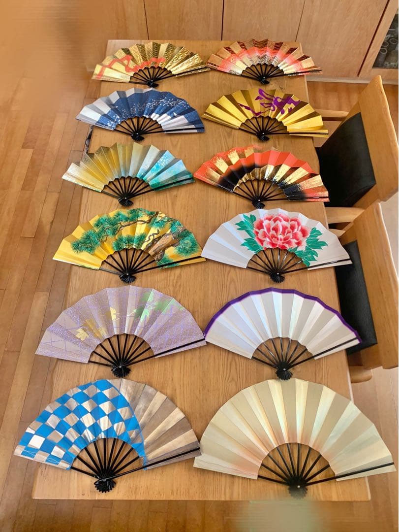 舞扇子 約29cm 12本まとめ売り 舞扇子 日本舞踊・踊り用 29cm 銀もみ 模様 黒塗 箱なし : おどり用品