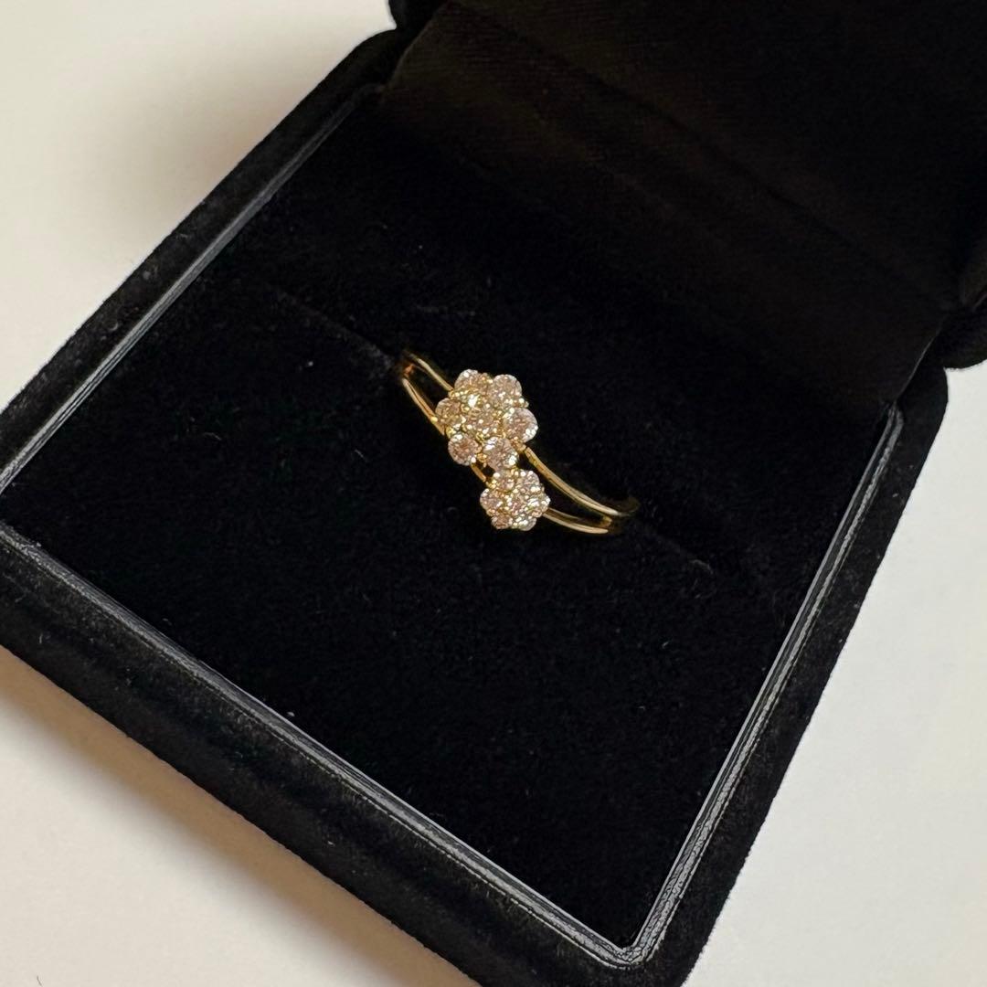 K18　ダイヤモンド　指輪　リング　お花