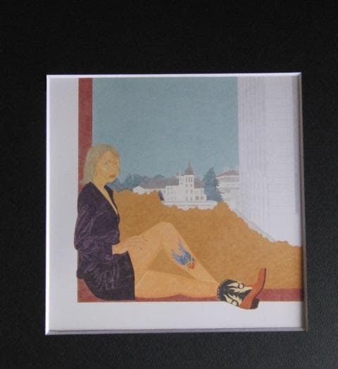 杉山律夫、【アンニュイ・赤坂】、希少な額装用画集より、新品額装付、状態良好 私は絵を描いてるよ、あなたは？』アーティスト・杉山日向子が自画像を