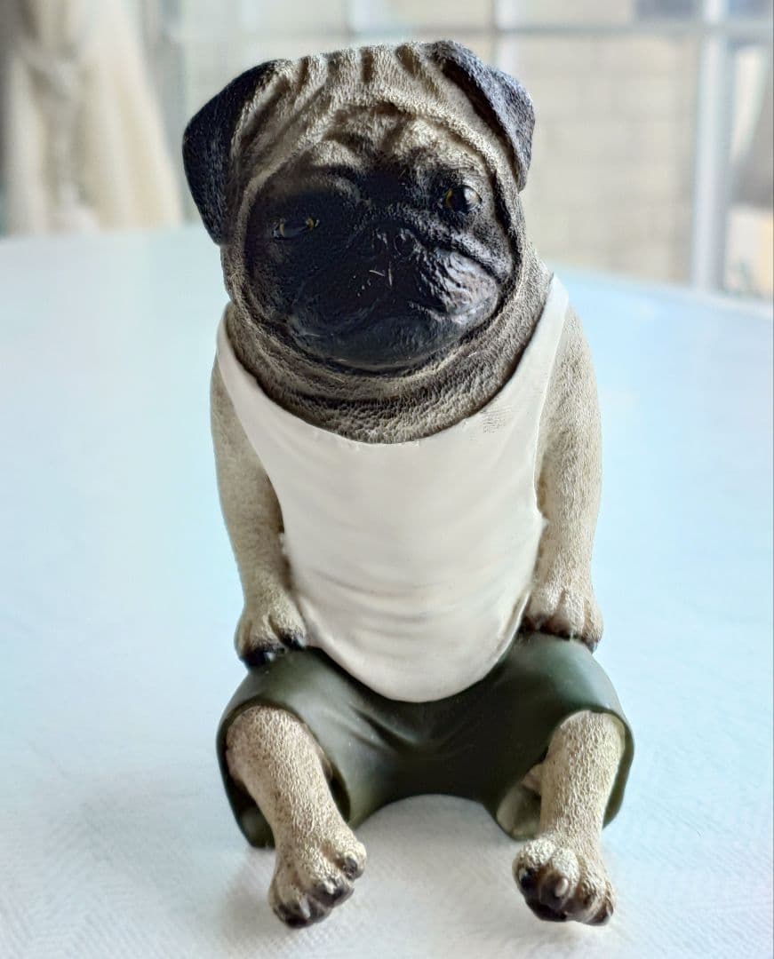 朝隈俊男 犬の留守番 ユージン 哀愁 パグ ビッグサイズ 陶器 置物 レア