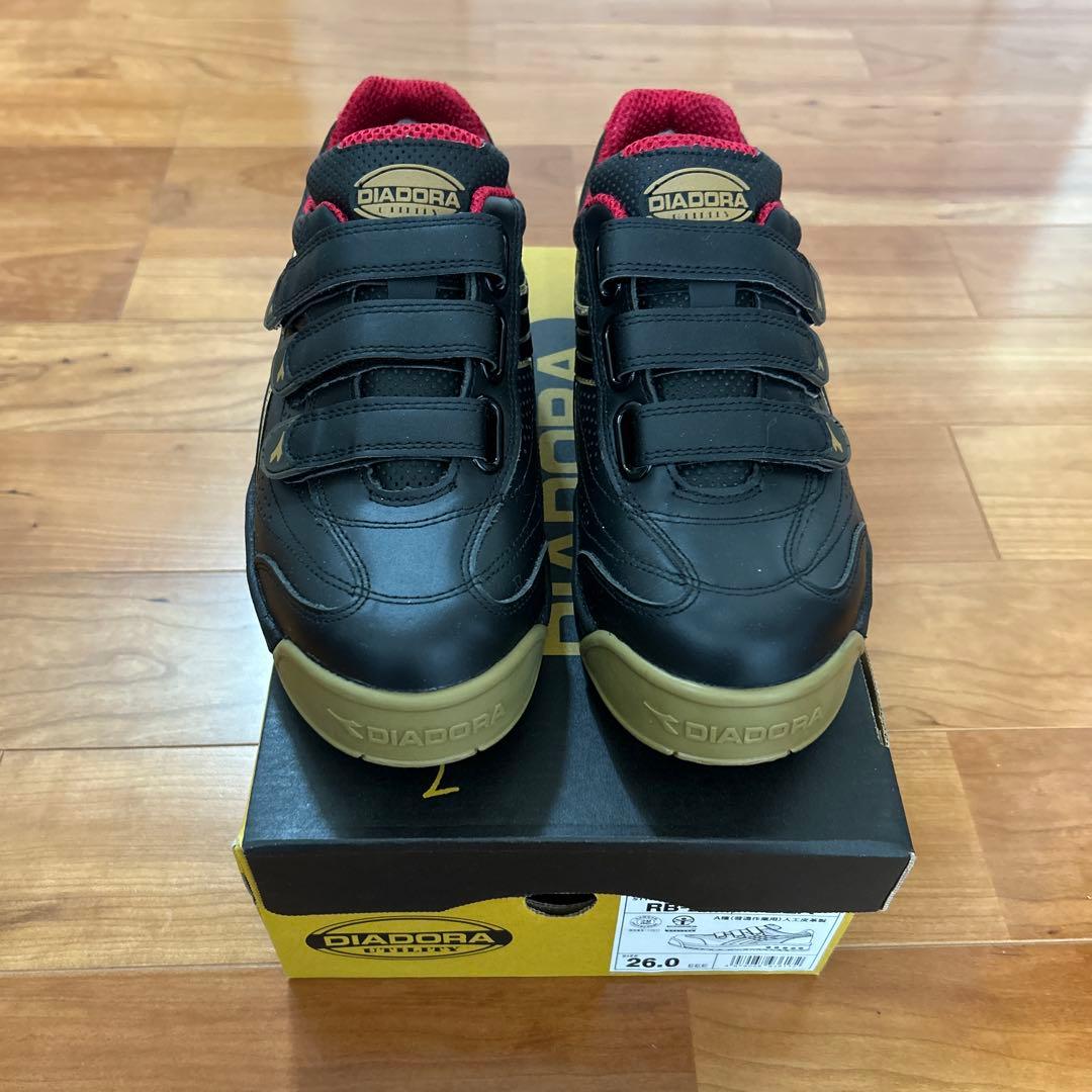 DIADORA 安全靴 26.0cm 黒/赤 ベルクロタイプ