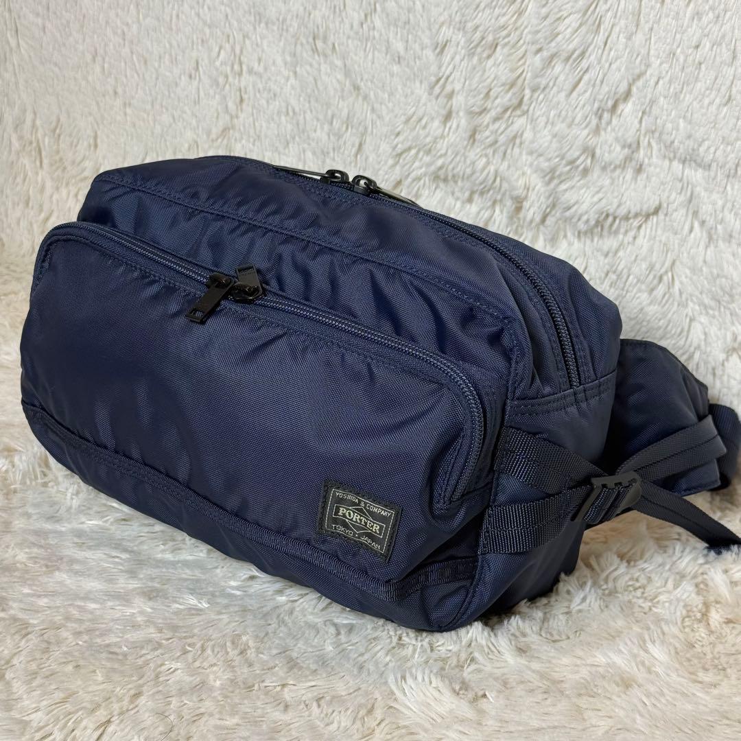 ほぼ新品 ポーター フラッシュ ウェストバッグ ボディバッグ ネイビー