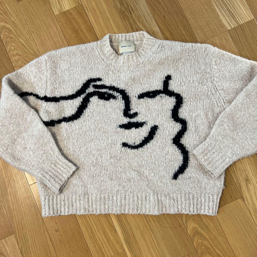 paloma wool アートデザイン ニットセーター Paloma wool アートプリント ベージュ セーター S 新タグ付き - メルカリ