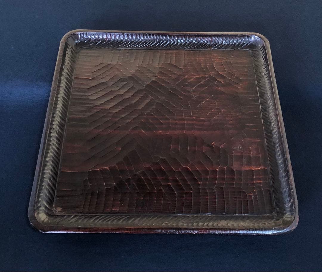 《R》伝統工芸 讃岐彫 四方膳7客 讃岐盆 膳 刳抜 260108き1